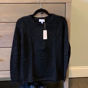 Black perforated sweater, NWT